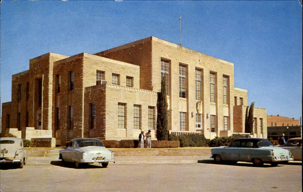 Comanche County Court House Comanche Texas TX vintage cars ~ 1950s
