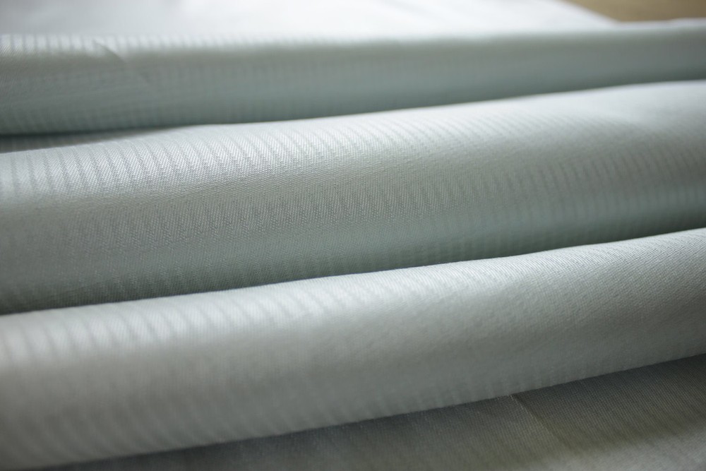 Vintage Silky Fabric by the yard for clothing woven stripe 1940's silvery p