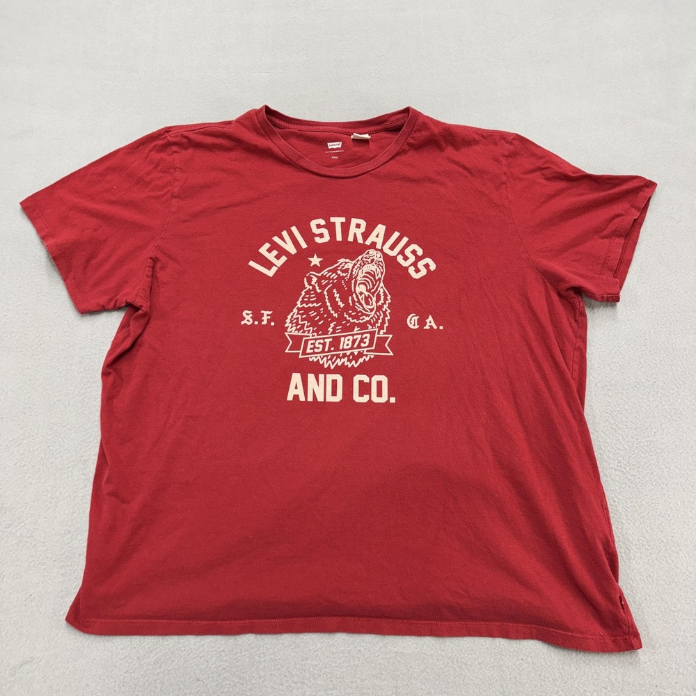 Levi's Shirt Mens 3XL Red Levi Strauss Bear California Logo Graphic Tee Top