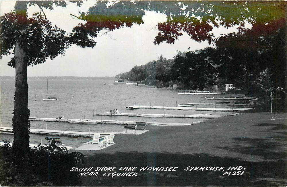 1940s Syracuse Indiana South Shore Lake Wawasee Ligonier RPPC Postcard 26-4876