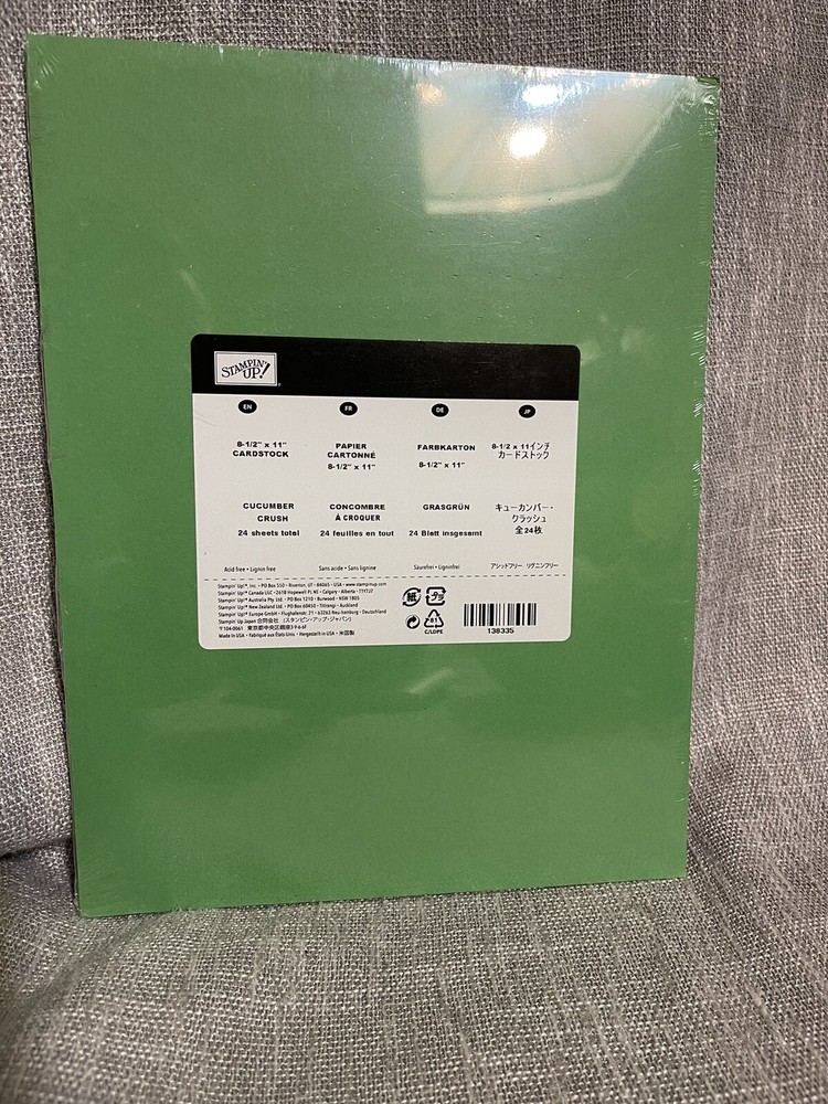 Stampin up! Cardstock Cucumber Crush Green 24 Sheets -New 80 lb 8 1/2 X 11 Paper