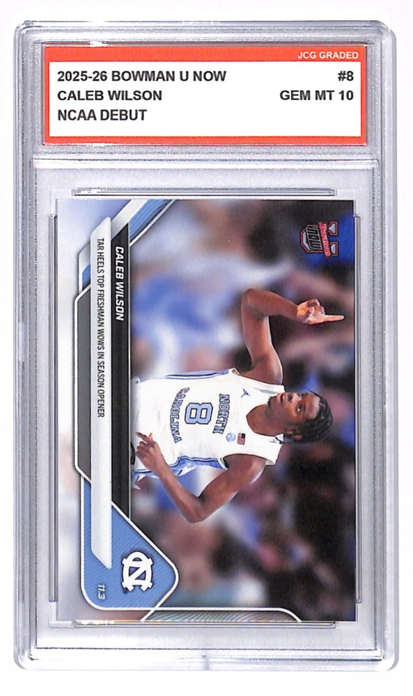 Caleb Wilson 2025-26 Bowman U Now #8 North Carolina Debut Graded Gem Mint 10