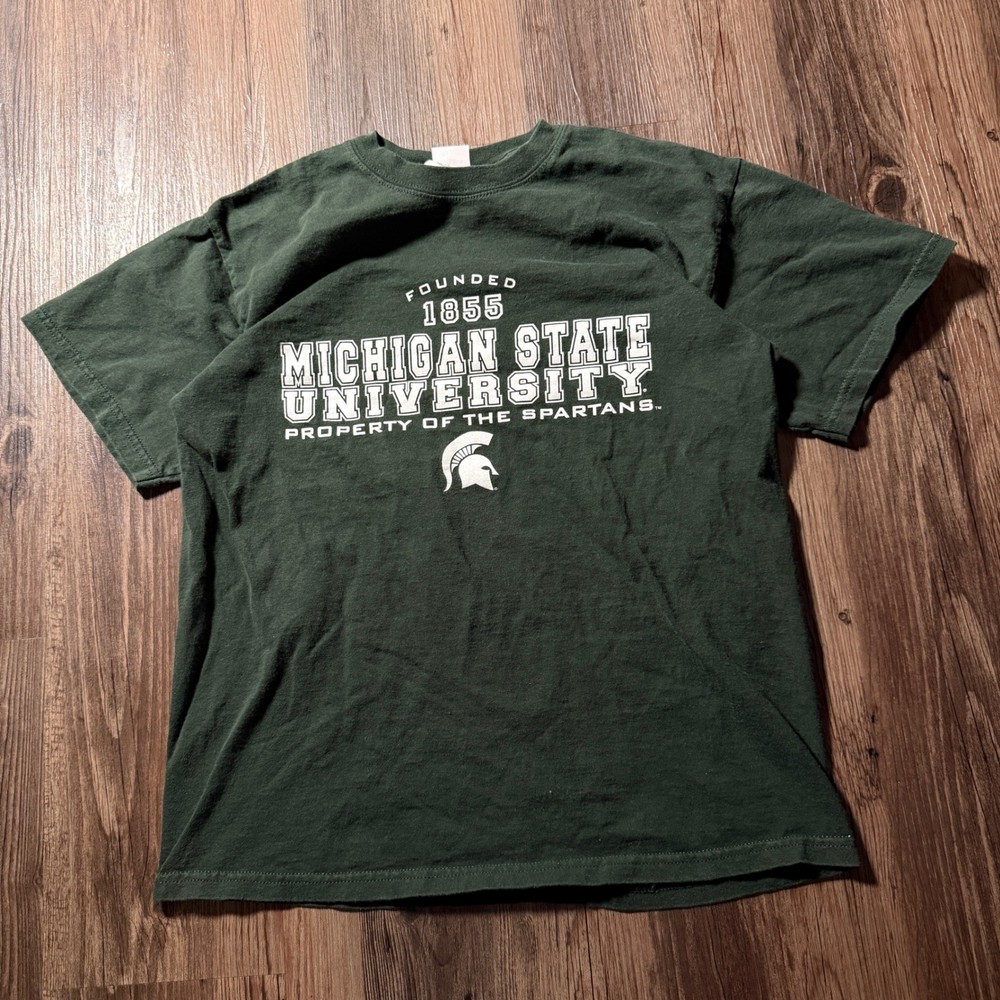 Michigan State University Spartans T-Shirt Gildan Ultra Cotton Green Mens