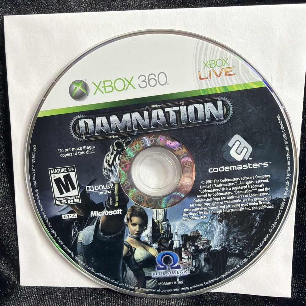 Damnation Microsoft Xbox 360 Disk Only Tested
