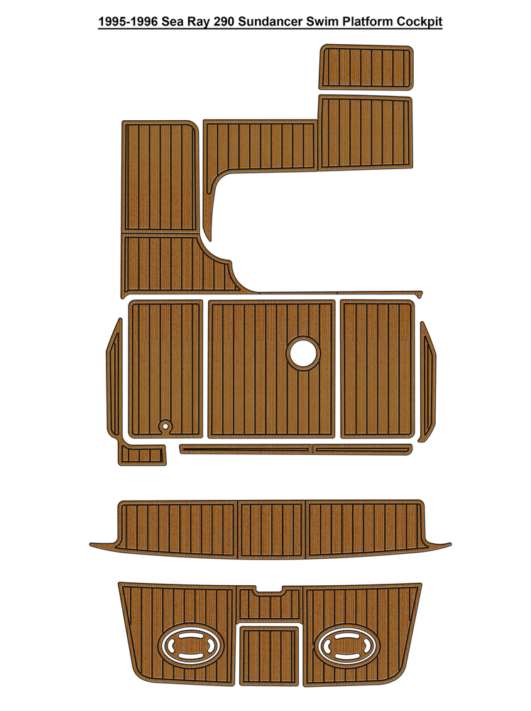 1995-1996 Sea Ray 290 Sundancer Swim Platform Cockpit Pad Boat EVA Teak Deck Mat