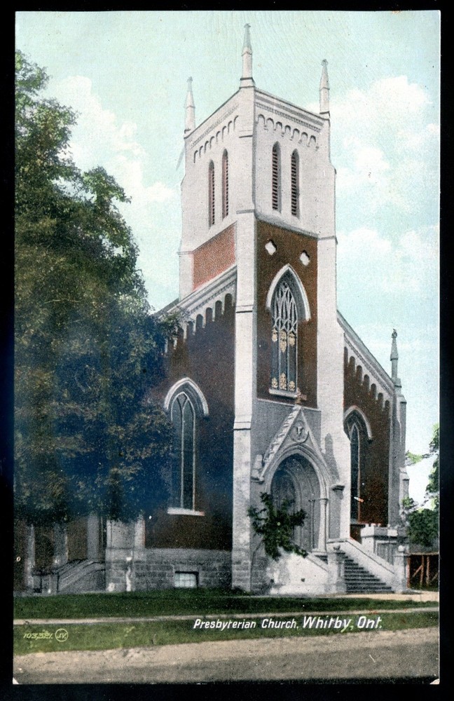 Canada WHITBY Ontario Postcard 1910s Presbyterian Church
