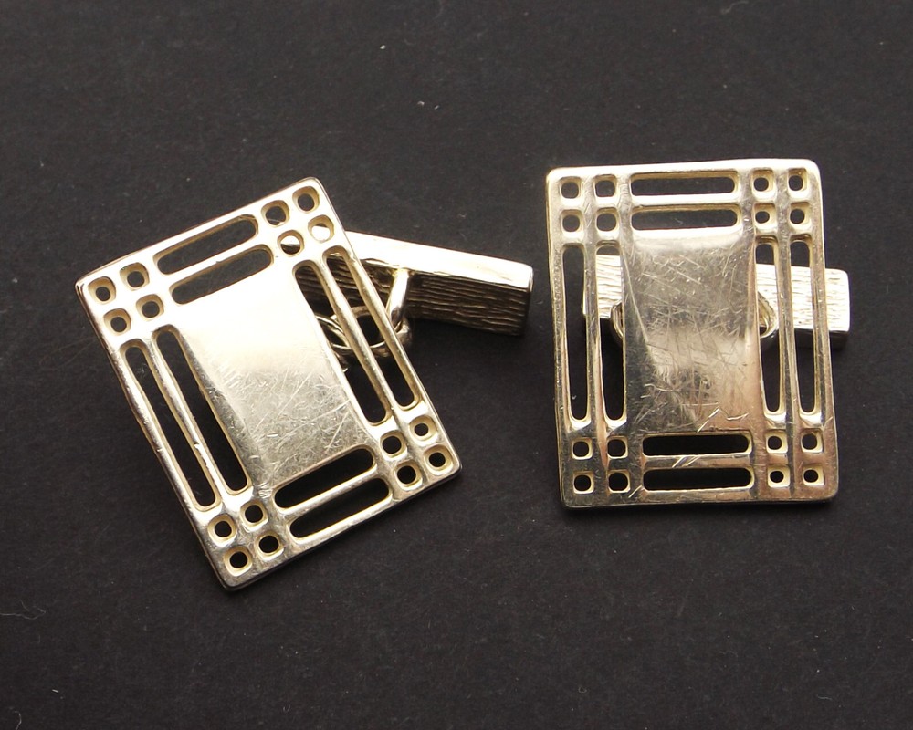 Cufflinks by Carrick Jewellery sterling silver oblong Rennie Mackintosh style