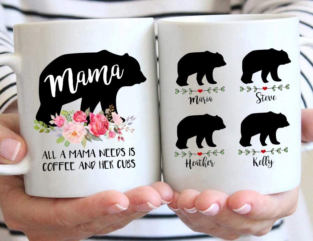Custom Mama Bear Mug With Kids Names Personalized Mothers Day Gifts From Daughte