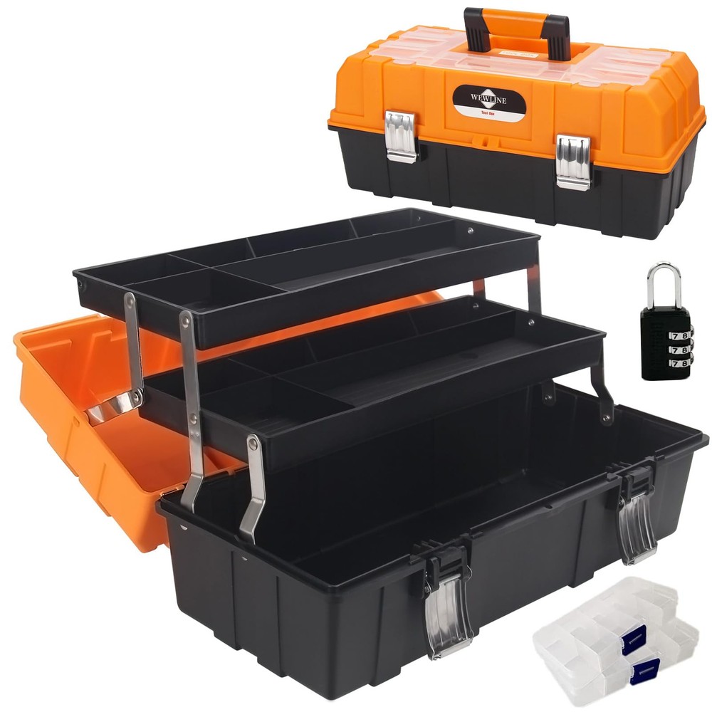 17-Inch 3-Layer Plastic Tool Box Organizer for Efficient Storage