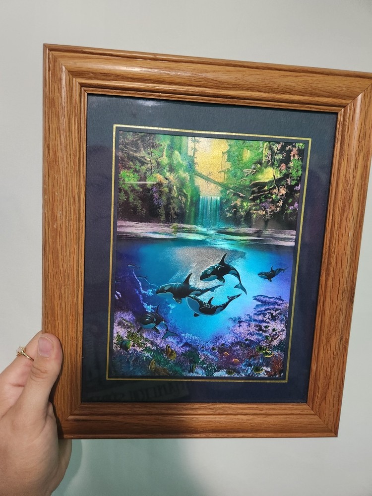 Sanctuary By David Miller. Orcas Swimming In Ocean. Sparkly. Glittery.