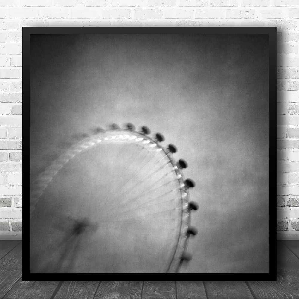 Wheel Uk London Ferris Texture Painterly Blur Blurry B&W Eye Square Art Print