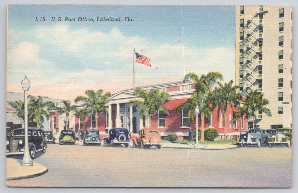 1944 Lakeland FL Post Office Vintage Postcard Curteich-Chicago C.T