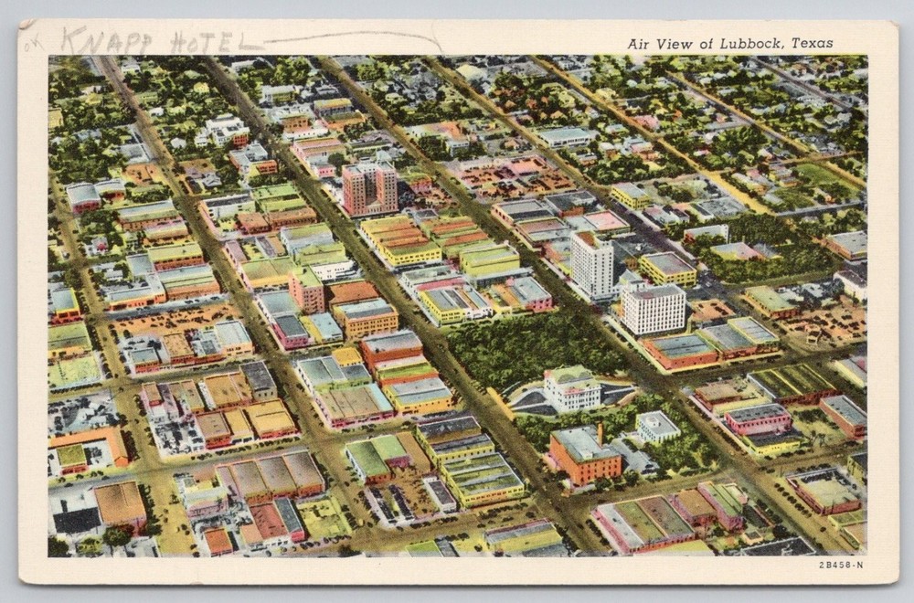 Lubbock Texas Aerial View Postcard Vintage Curteich C.T. American Art