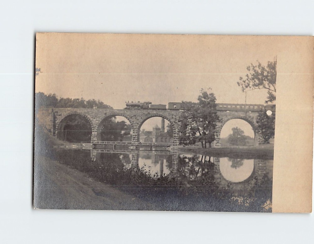 Postcard Arch Bridge Train Lake Landscape Scenery