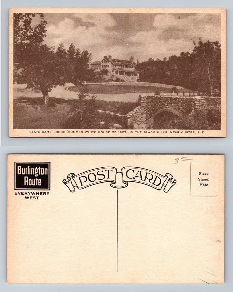 Custer, SD-South Dakota, State Game Lodge Black Hills Bridge Vintage Postcard
