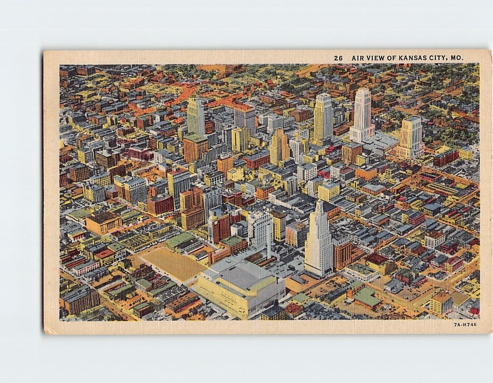 Postcard Aerial View of Kansas City Missouri USA