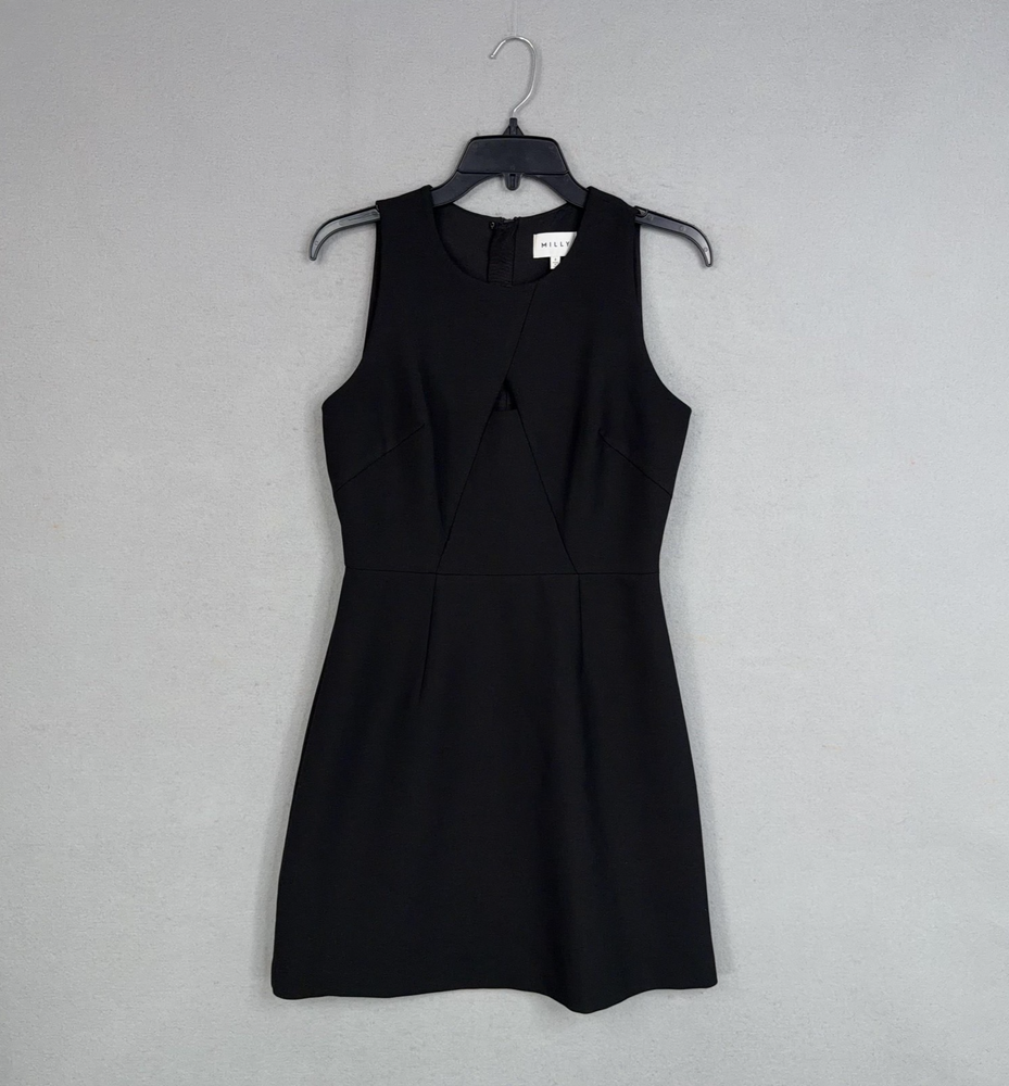 Milly Dress Womens 6 Black Cutout Work Cocktail Dressy Minimalist Classic LBD