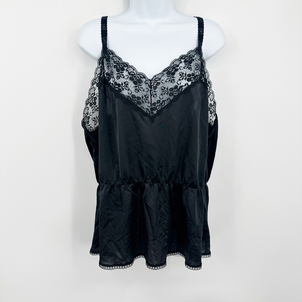 Vintage Y2K Black Cinched Waist Camisole Size 1X Plus Size Whimsical Goth Fairy