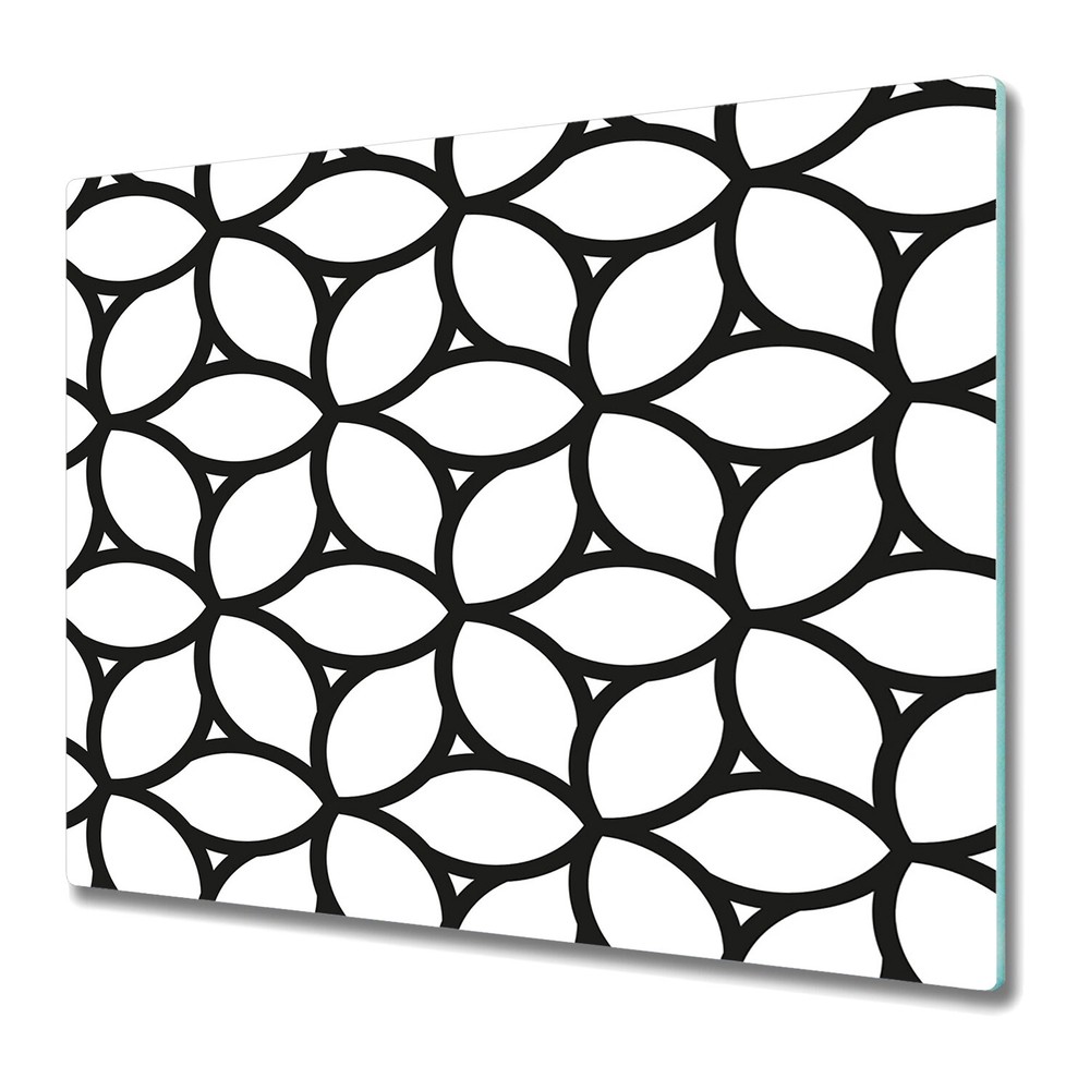 Glass Worktop Saver with Black and White Geometric Design 60x52