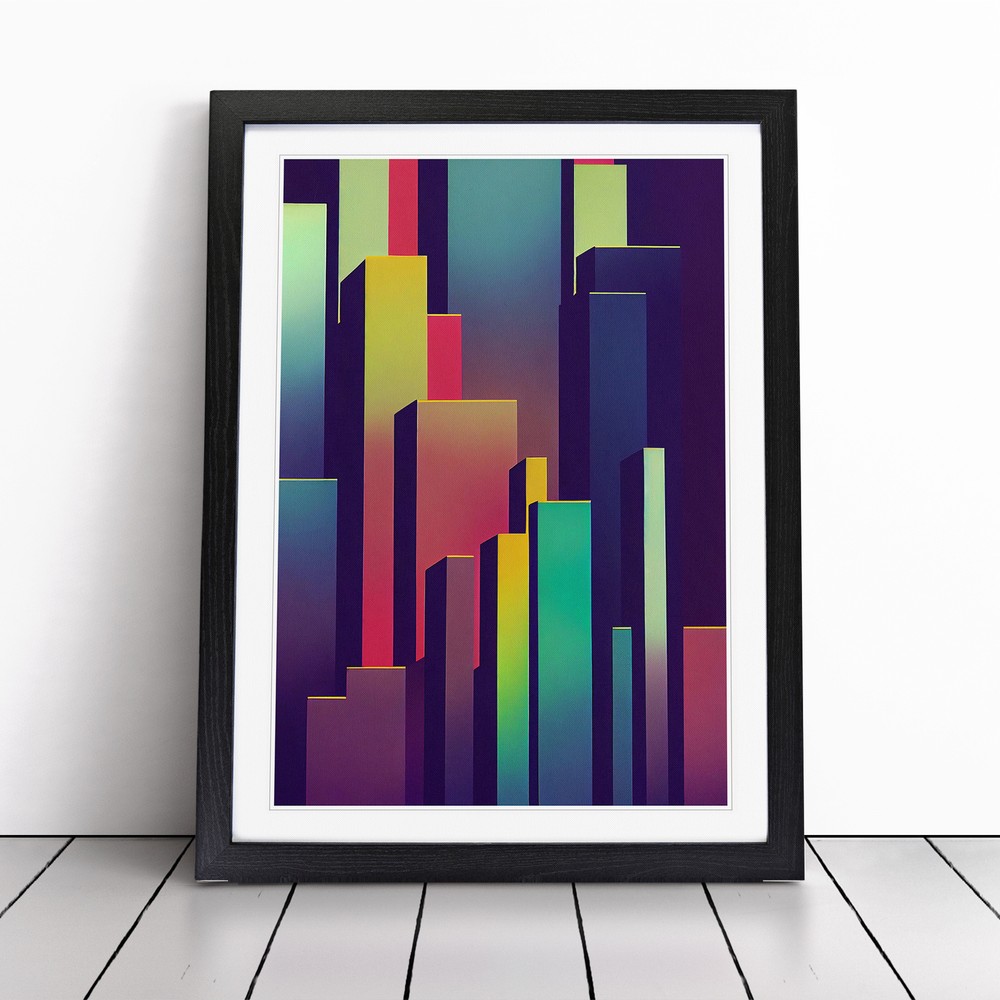 A Fine City Skyline Abstract Wall Art Print Framed Canvas Picture Poster Decor
