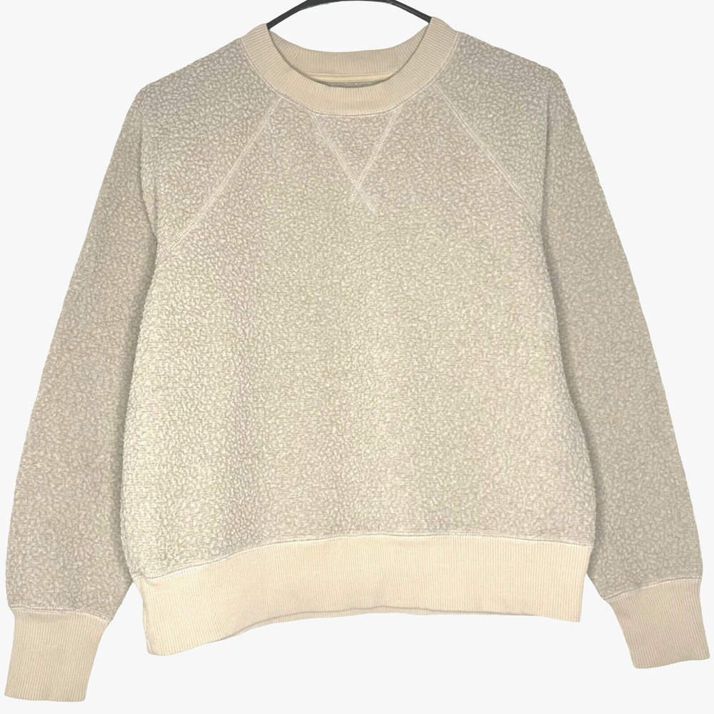 Everlane Renew Fleece Raglan Sweatshirt Womens Small Beige Sherpa Crew Pullover