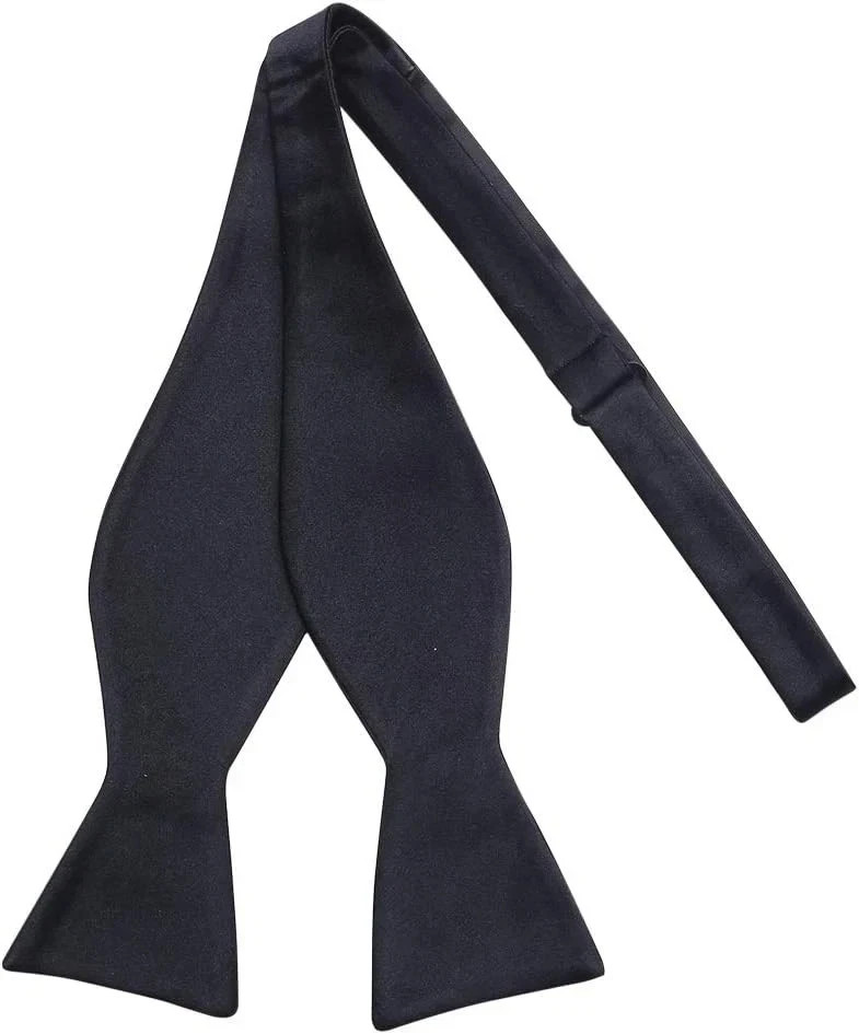 100% Silk Mens Bowtie Self Tie Bow Tuxedo Wedding Solid Black