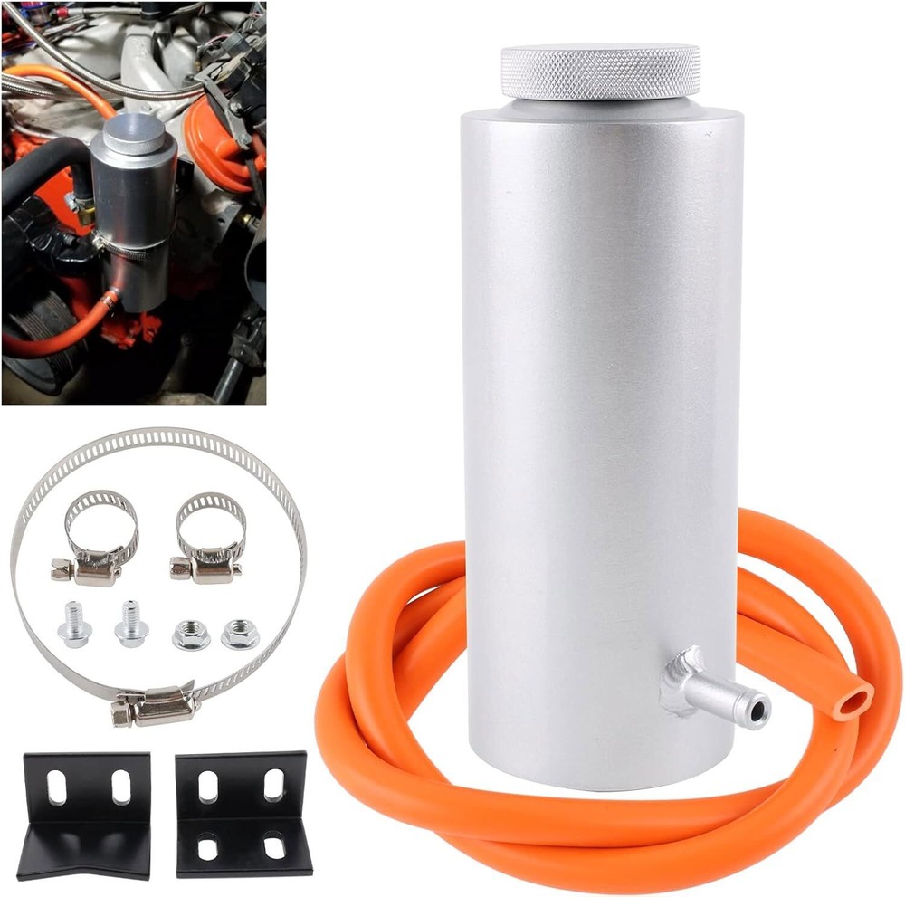 Universal 800ml Silver Aluminum Radiator Coolant Overflow Tank