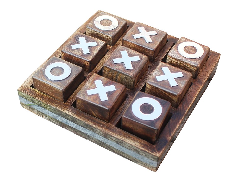 Wooden Tic Tac Toe Game Coffee Table Decor Board Game for Family Office
