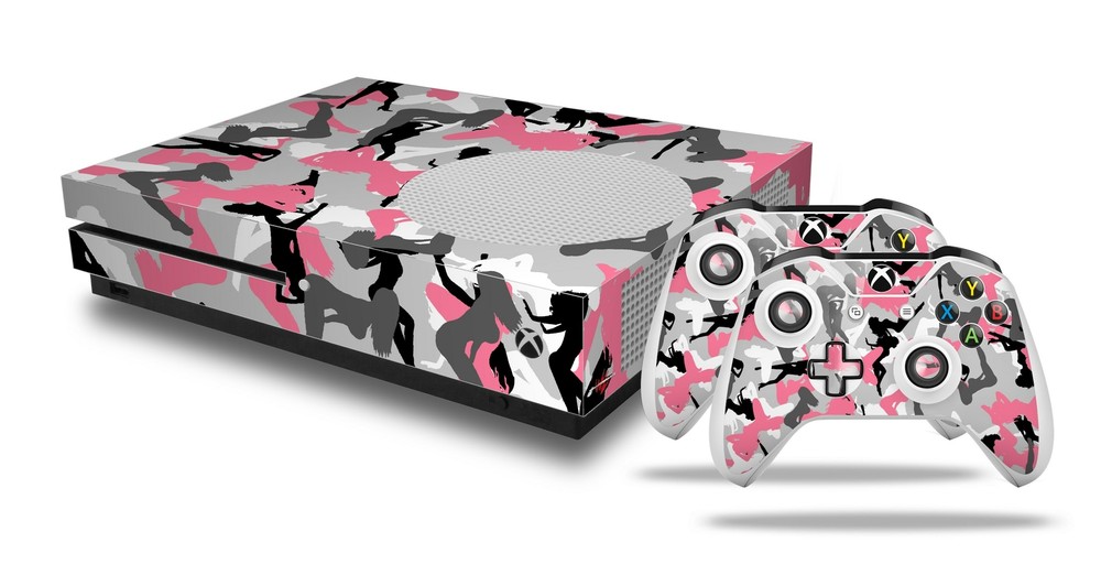 Skin XBOX One S Console Controller Sexy Girl Silhouette Camo Pink