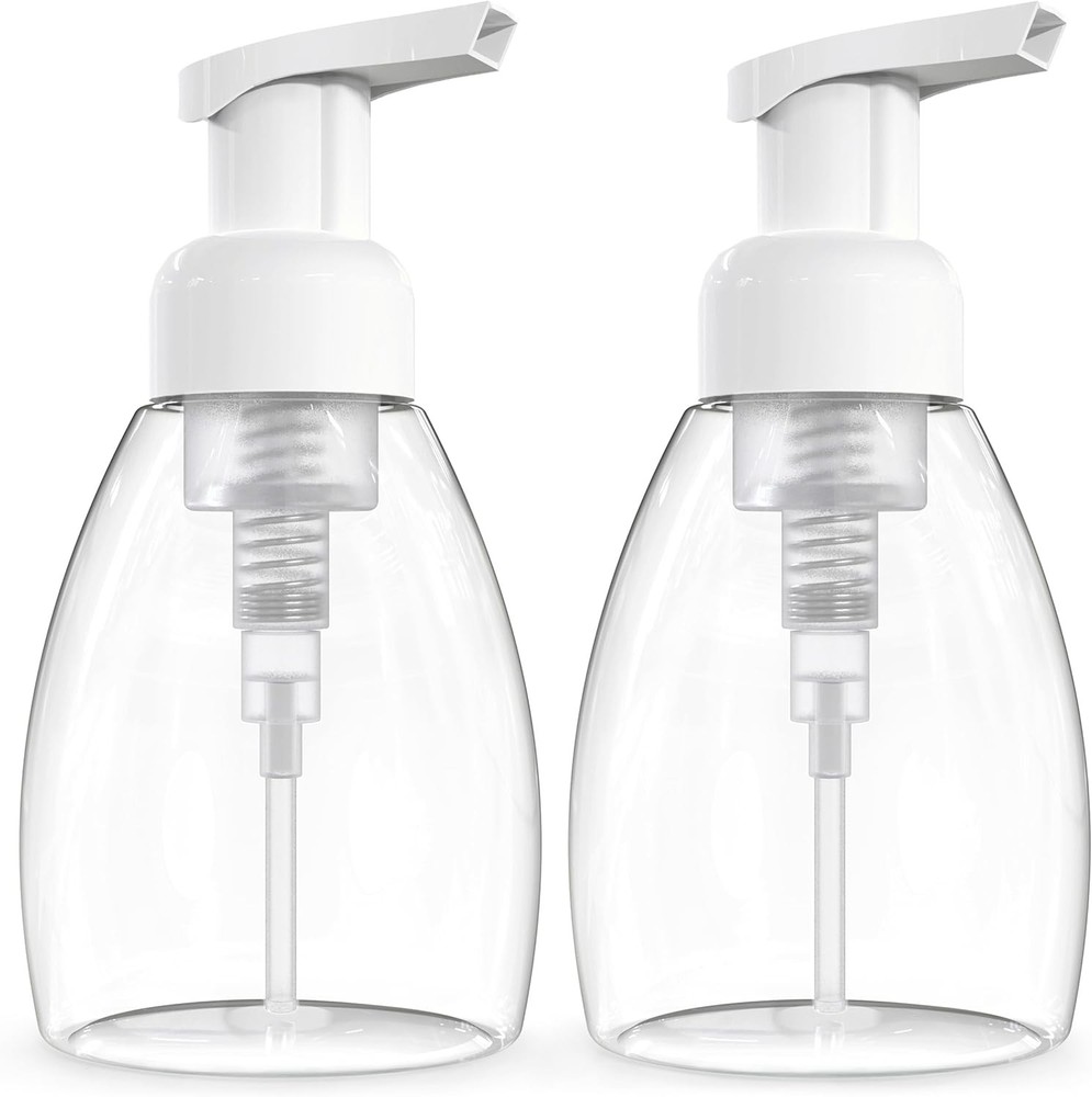Foaming Soap Dispenser Pump Bottles, BPA Free Empty 8oz (250ml) Pack of 2 Clear