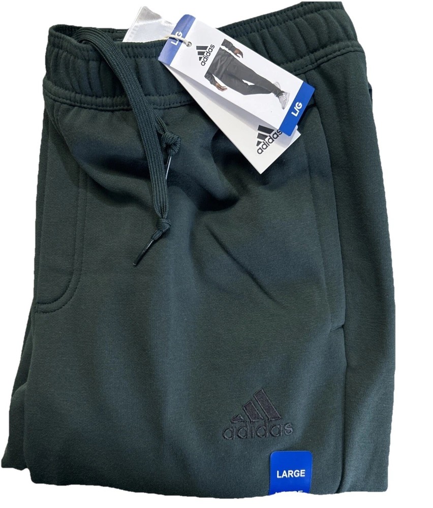 Men's Adidas Tapered Zip Leg Green Joggers Swetpants size Large Gym Travel NEW