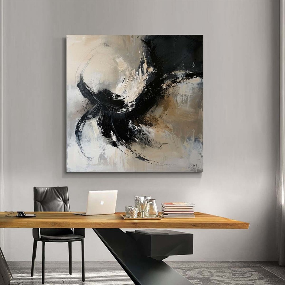 Black Modern Wall Art Paintings HandPainted Abstract Oil Painting On Canvas31in
