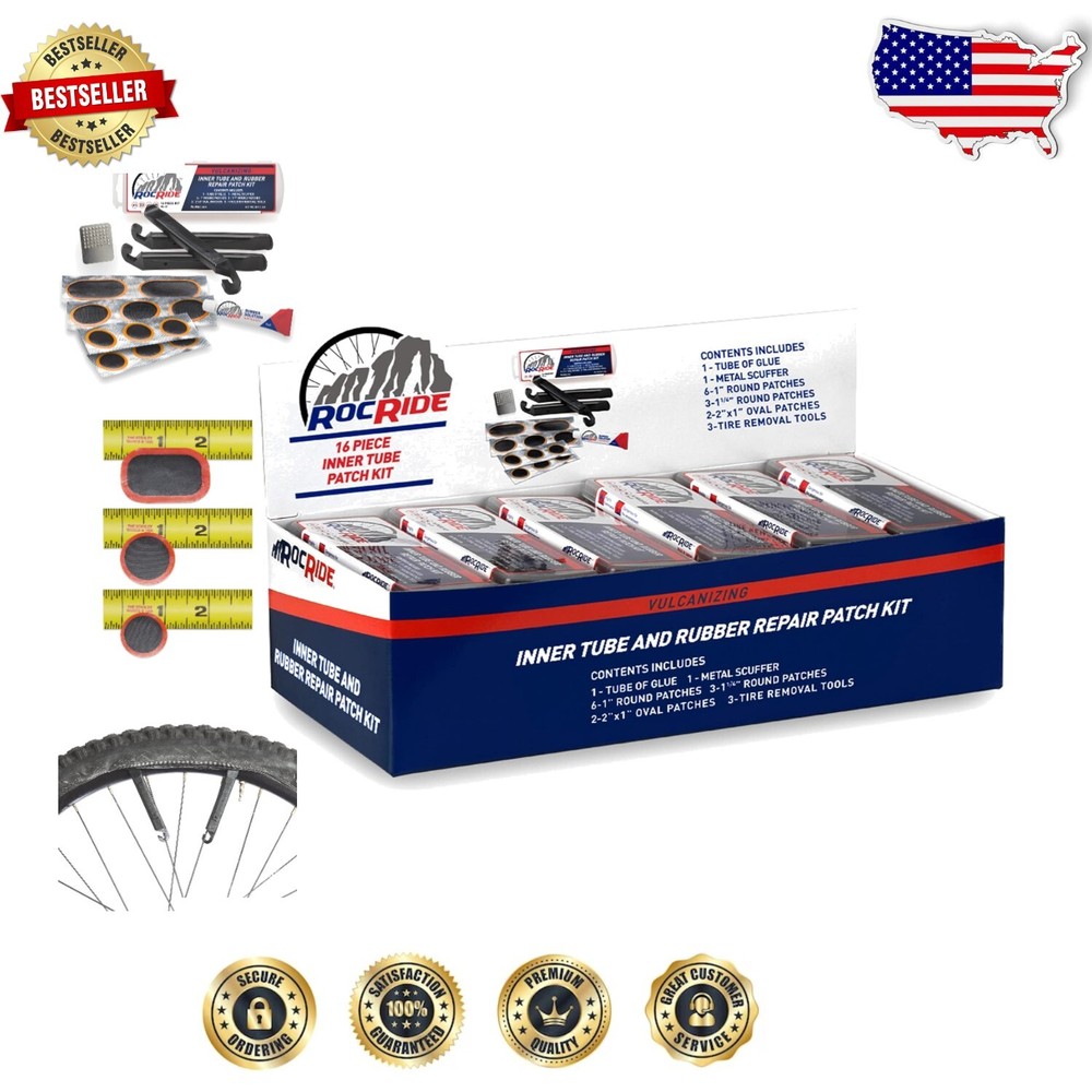 Portable 16-PC Tire Repair Kit - Quick Fix for Bikes, BMX & Inflatable Dinghies