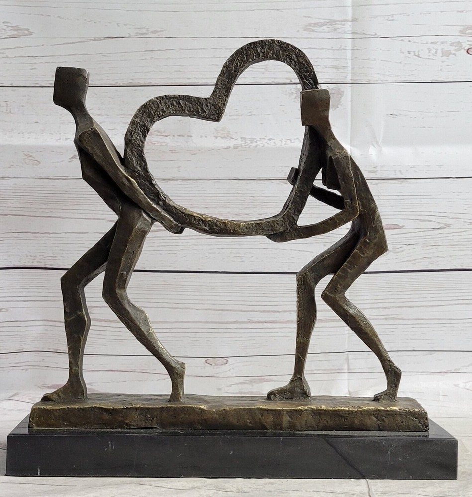 Signed Original Francisci Abstract Modern Art Couple With Deep Bond Bronze Sale-image