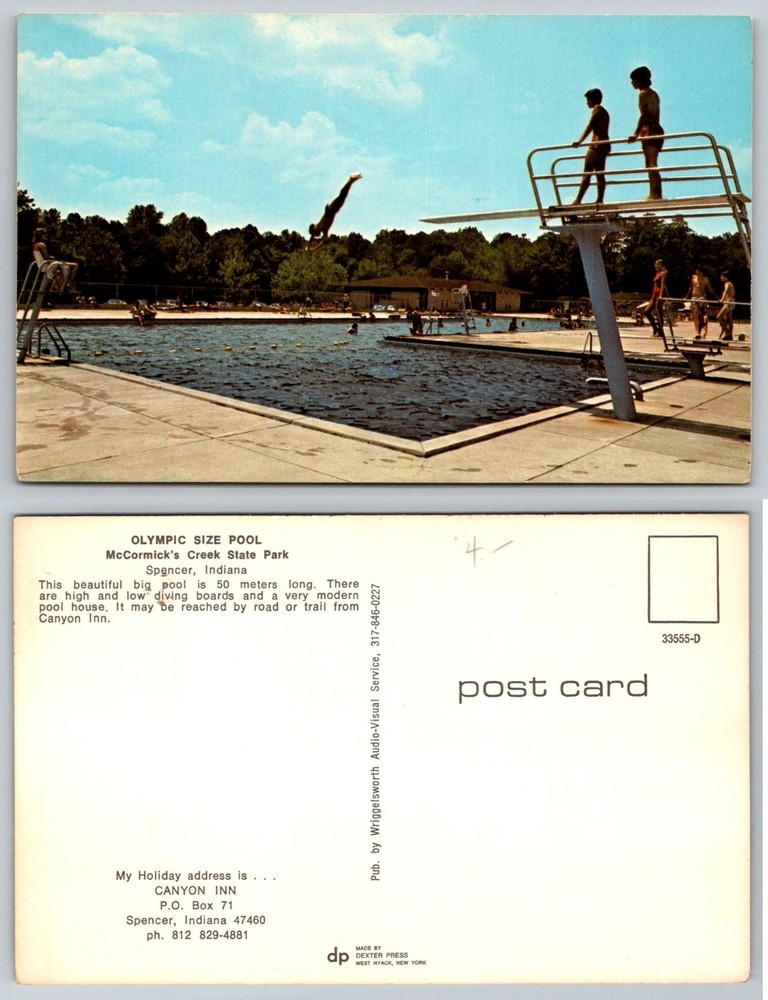 McCormick's Creek State Park Olympic Pool Spencer Indiana Postcard Chrome