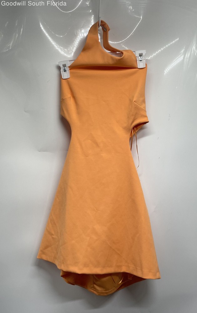 Zara Womens Orange Halter Neck Cut-Out Sleeveless Mini Dress Size Small