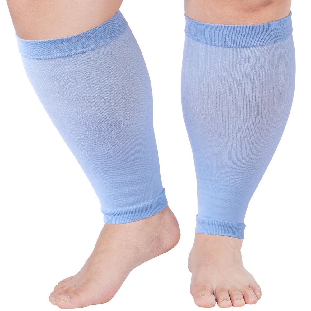 Plus Size Wide Calf Compression Leg Sleeves for Women & Men 15-20mmHg Knee High Support