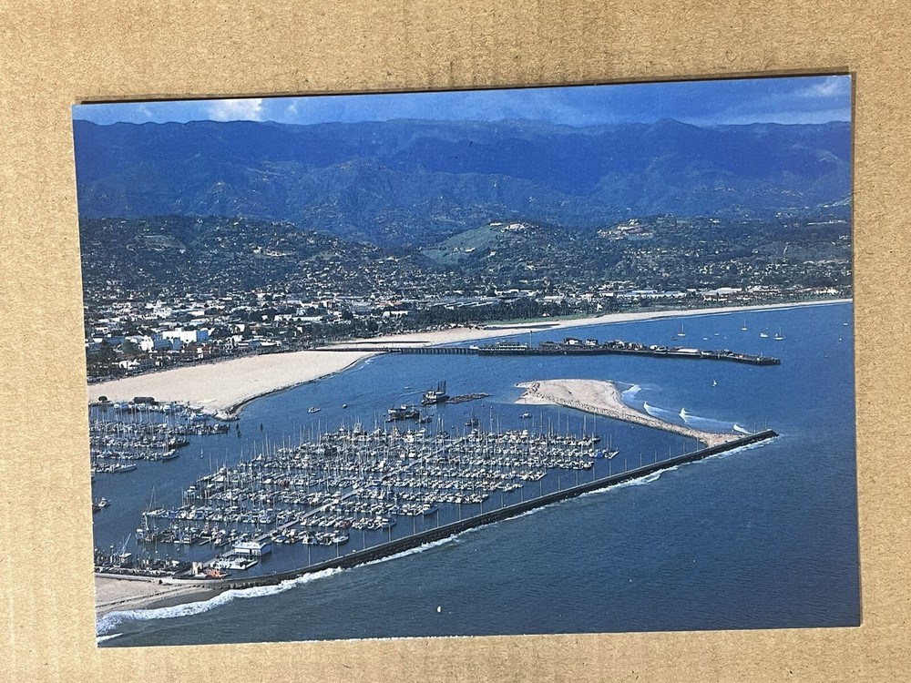 Postcard Santa Barbara CA California Aerial View Harbor Beach Pier Vintage PC