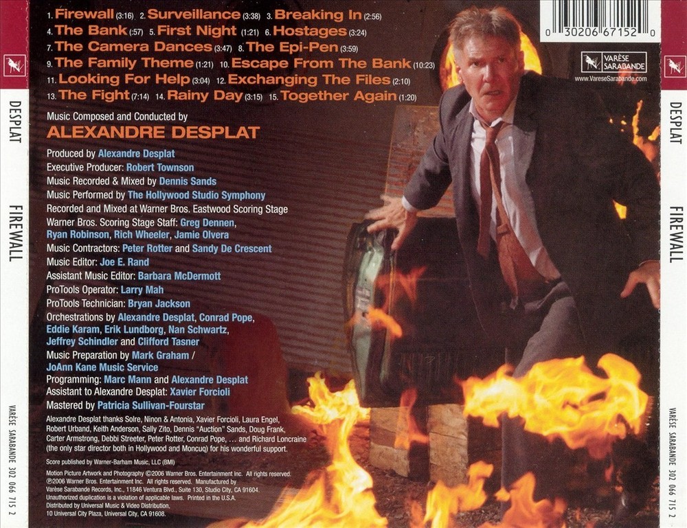 Alexandre Desplat Firewall [Original Motion Picture Soundtrack] New Cd