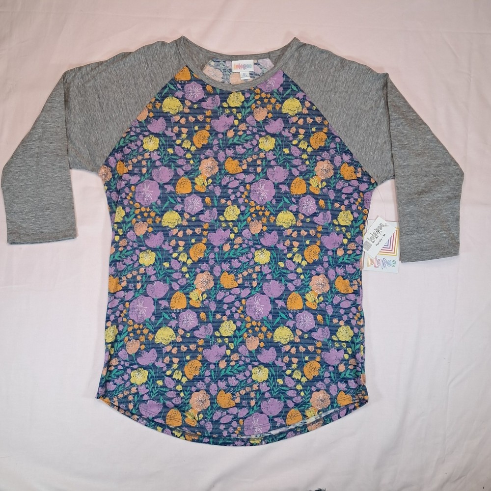 NWT LulaRoe Randy Grey/Navy FLORAL Sz M