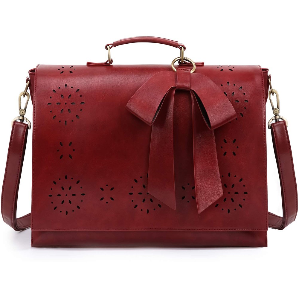 Stylish Vegan Leather Women's 15.6-Inch Laptop Briefcase for Work and Travel