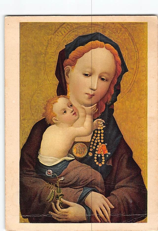 Postcard Madonna with the Pea-Blossom Painting by Master of Saint Veronica