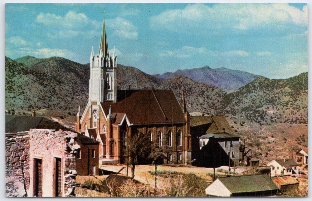 St. Mary's Church Virginia City Nevada Ghost Town Vintage Postcard