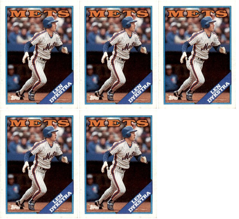 (5) 1988 Topps #655 Len Dykstra New York Mets Card Lot