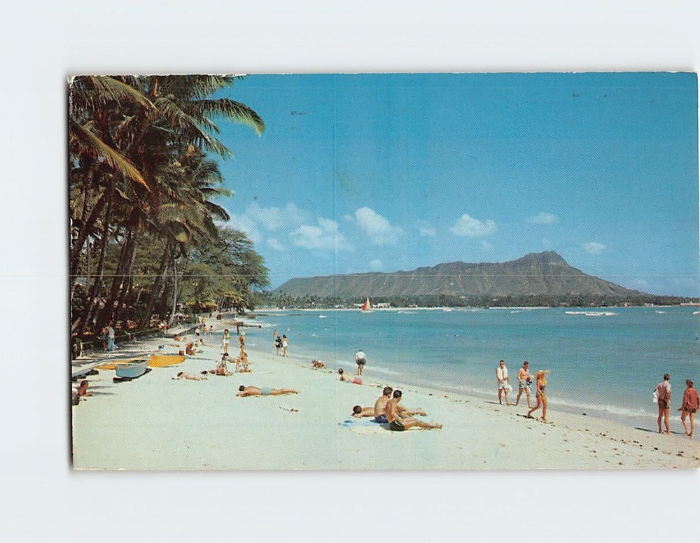 Postcard Waikiki Beach Diamond Head Hawaii USA
