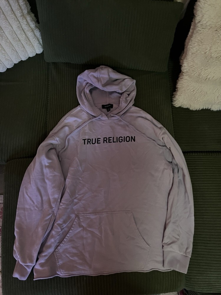 True Religion Women’s Large Purple Hoodie Pullover Long Sleeve Sweatshirt