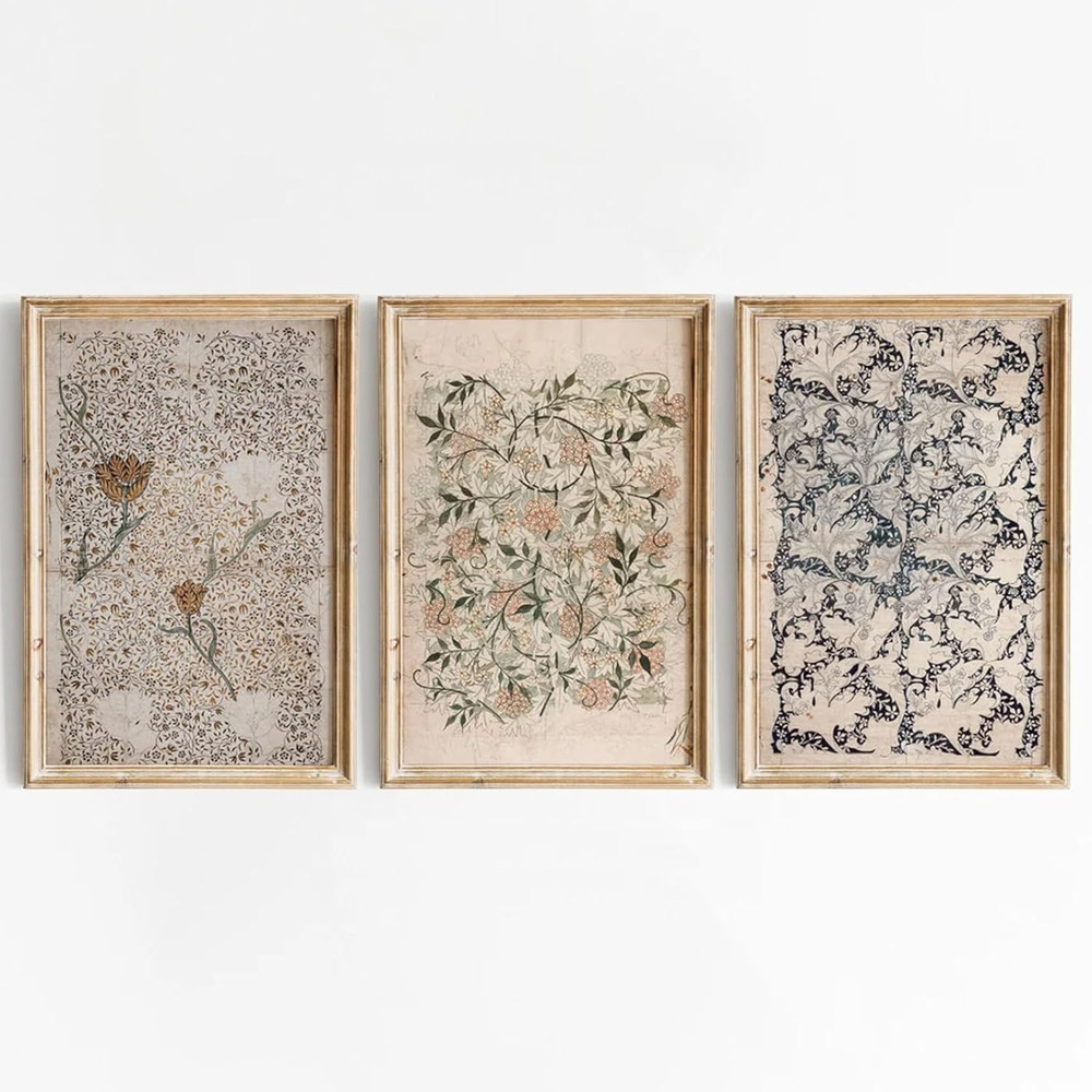Vintage Botanical Wall Art Decor Antique Floral Canvas Wall Art Neutral Flower P