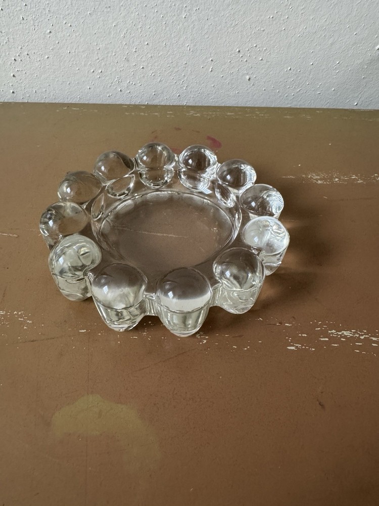Vintage Clear Boopie Bubble Glass 5” MCM Trinket Ashtray Dish