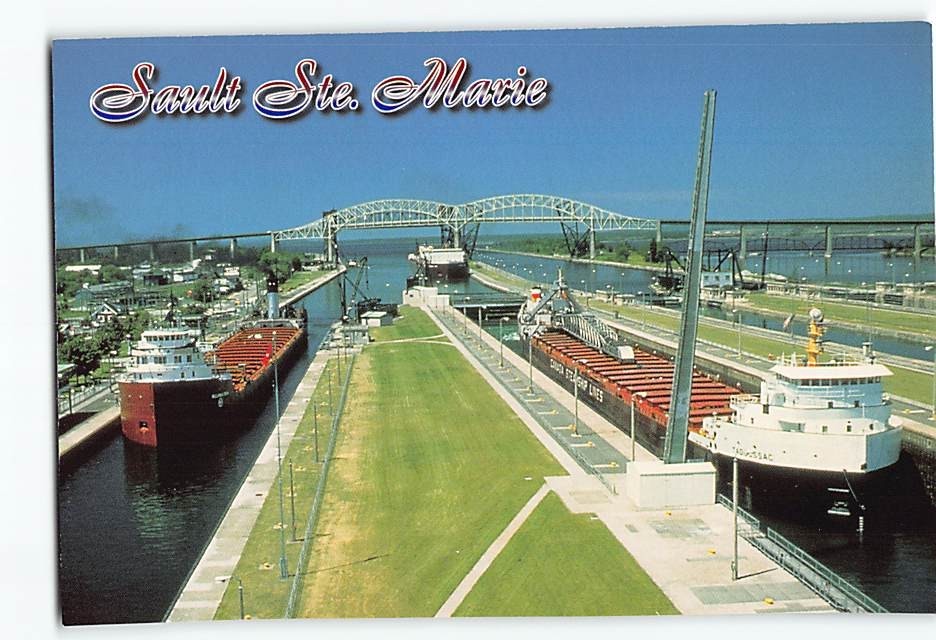 Postcard Soo Locks Sault Ste. Marie Michigan USA