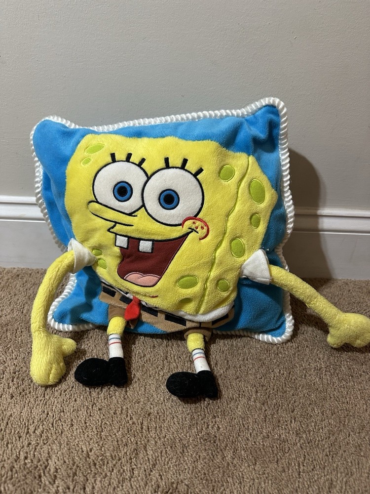 Vintage SpongeBob Squarepants 3D Plush Pillow  Viacom Nickelodeon